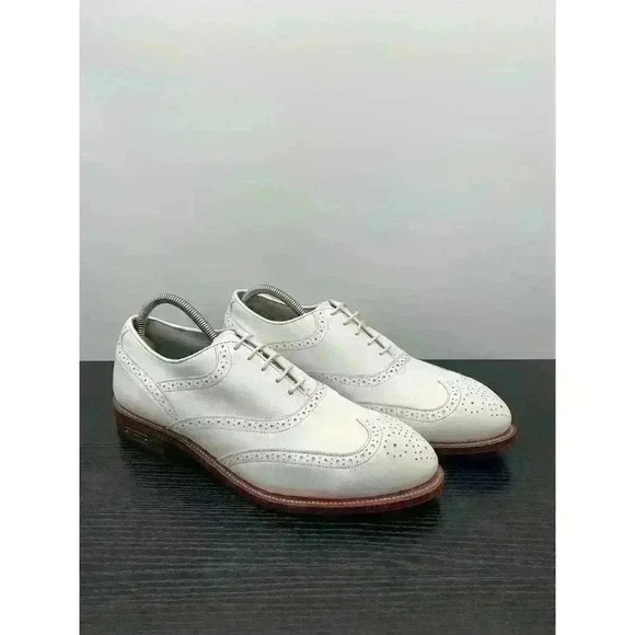 Etonic Ultimate White Leather Oxfords Wingtip Lace Up Golf Shoe Size US 9.5 D - Picture 2 of 11